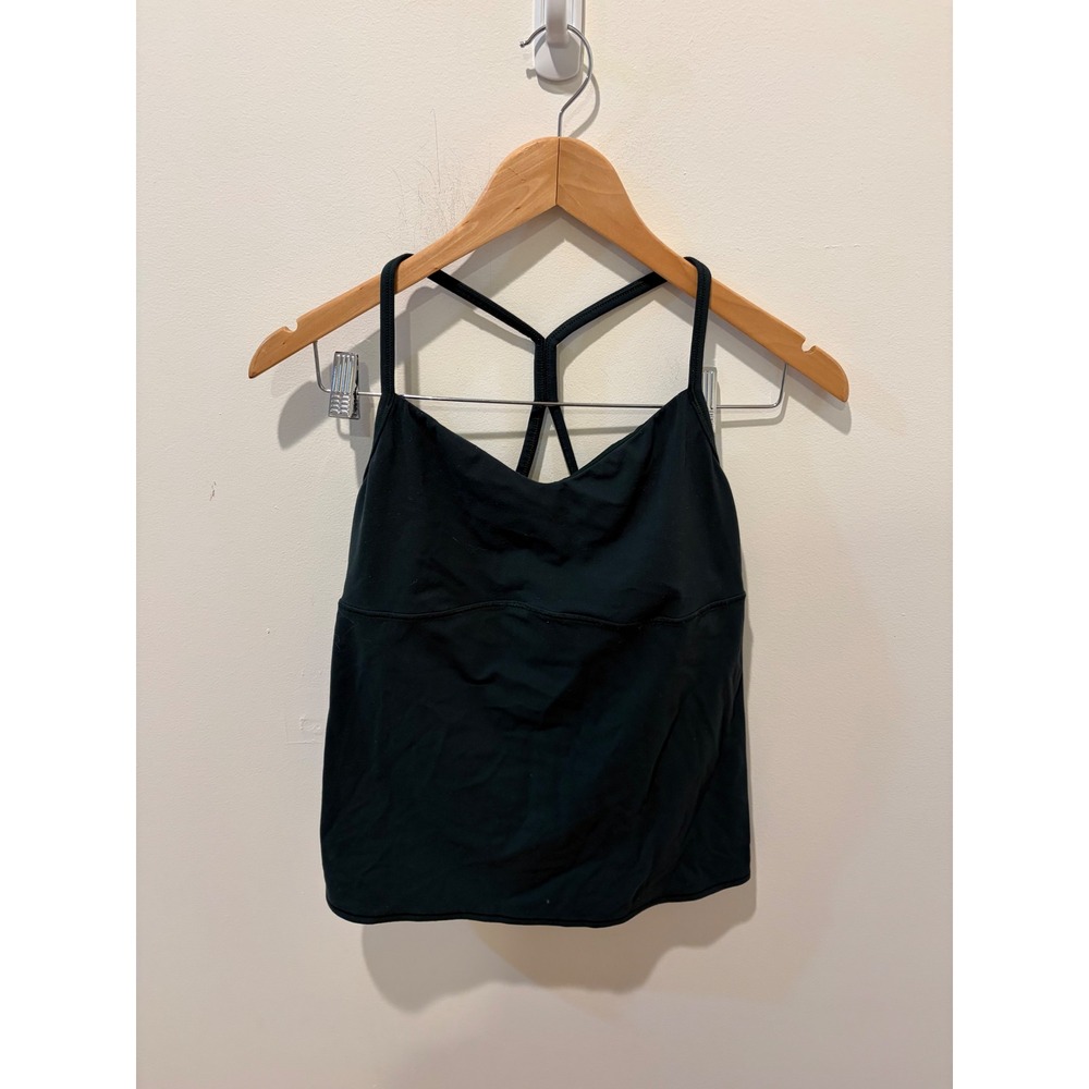 Athleta Womens Forest Green Strappy Back Tank Top with Built-in Shelf Bra